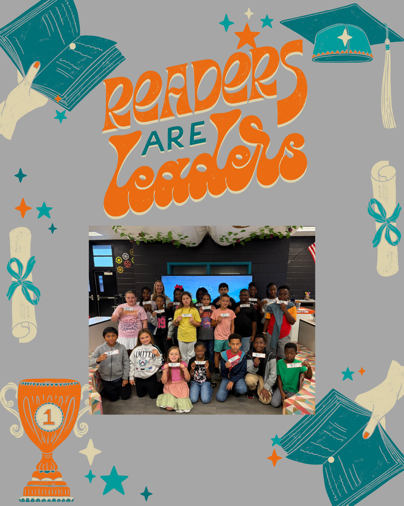 This image contains pictures of students who attended the literacy leader even and are holding up 3d printed bookmarks.