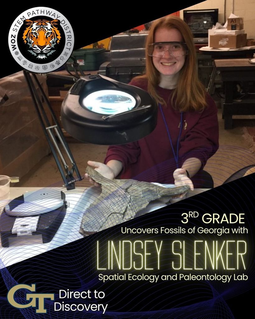 3rd Grade students at Hutto Elementary uncover fossils of Georgia with Lindsey Slenker from the spatial ecology and paleontology lab at Georgia Tech as part of the Direct to Discovery Partnership between Decatur County Schools and GaTech.
