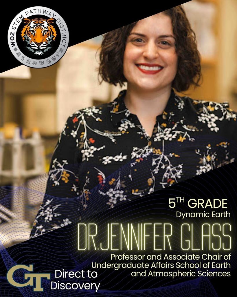 5th grade students at Hutto Elementary learn about the dynamic earth with Dr. Jennifer Glass professor and associate chair of undergraduate affairs at the School of Earth and Atmospheric Sciences for GaTech as part of Decatur County School's partnership wtih GaTech.