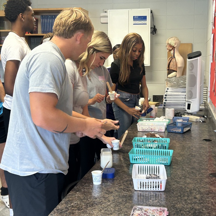 Anatomy students get ready for Halloween while learning about wound care. No injuries actually occurred