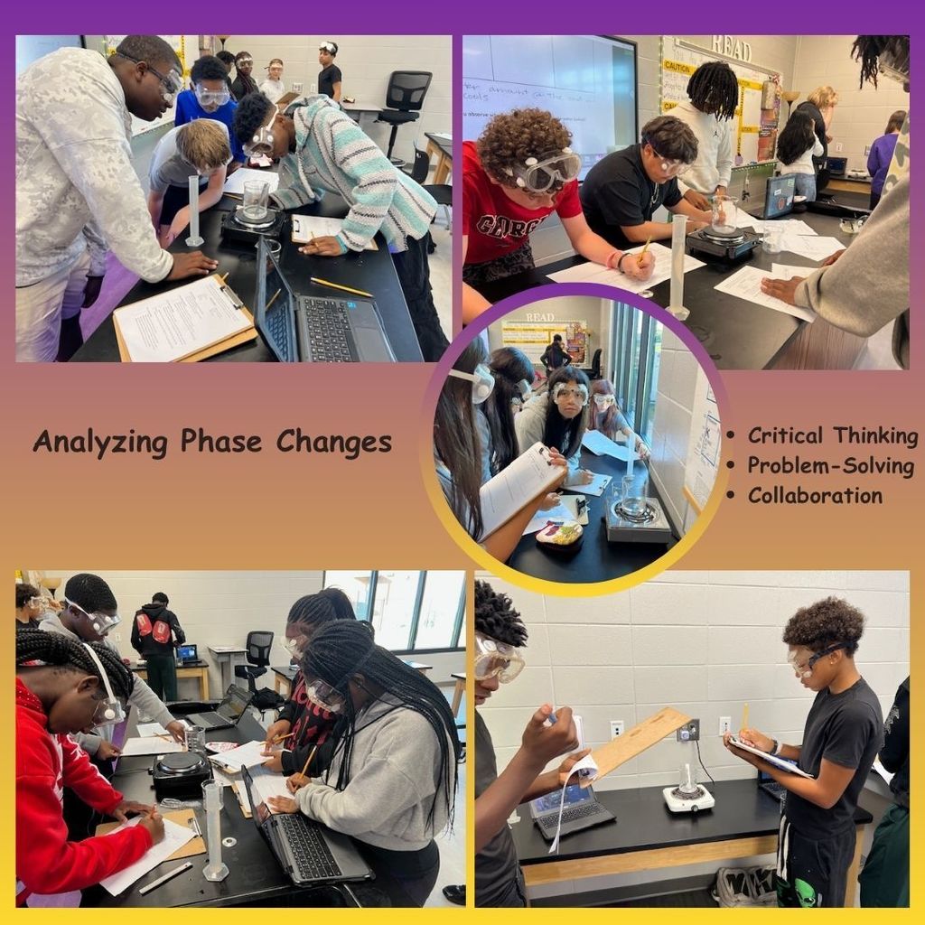 Students in Ms. Rambo's class analyed phase changes using critical thinking skills, problem solving skills, and collaboration