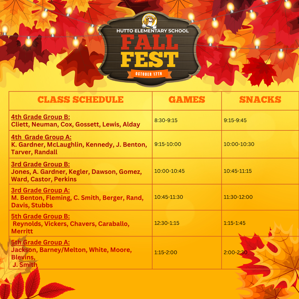 Fall Fest Schedule