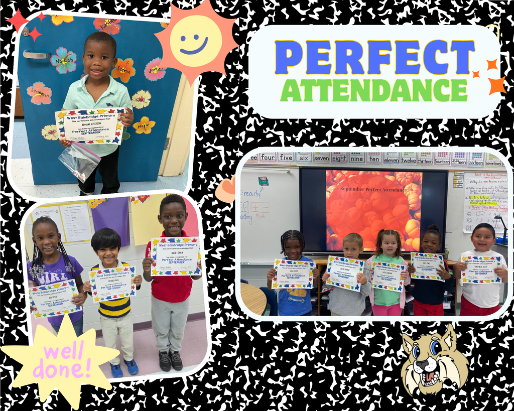 3 pictures of students with perfect attendance