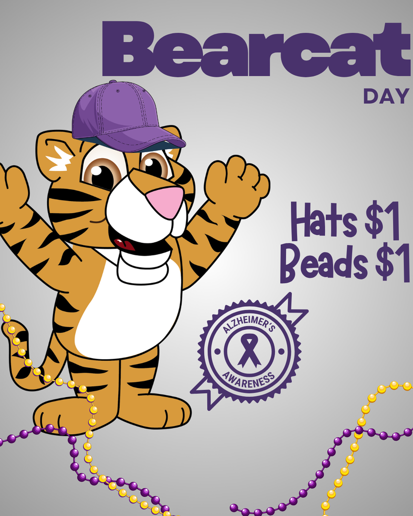This image contains a Tiger with a hat and info about hat and bead day.
