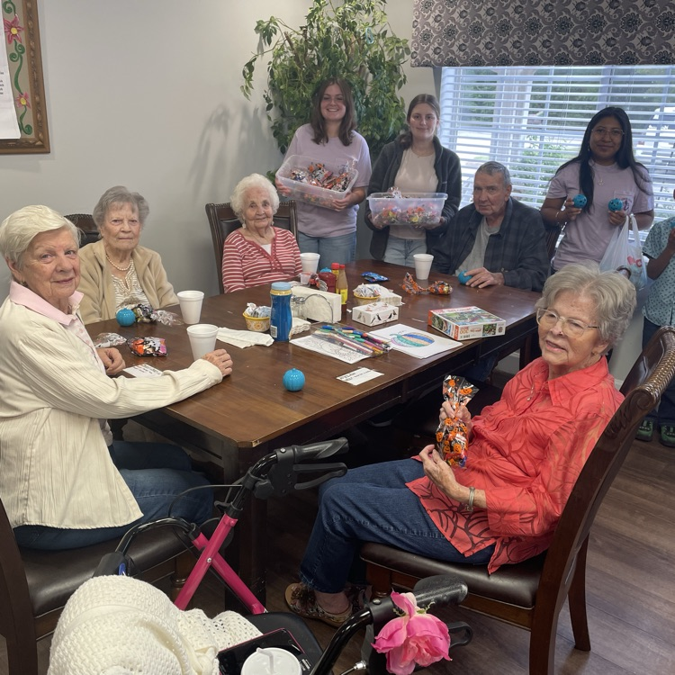 Anchor members Kenzie, Anna, Sidney and Angelica visited with the residents of Memorial Manor and brought them Halloween goodies.