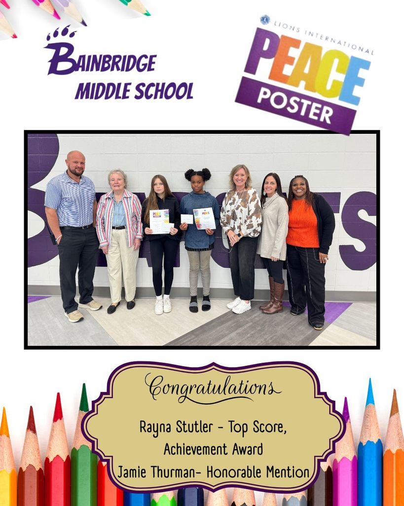 Rayna Stutler and Jamie Thurman received awards for the Lions Club International Peace Poster.