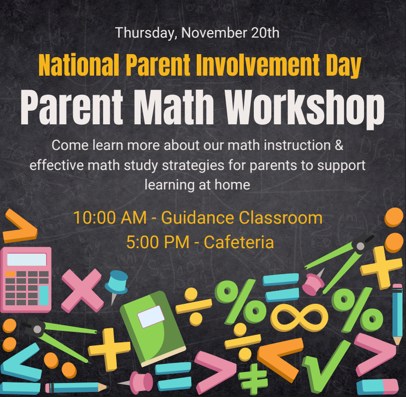 Parent Math Workshop November 20th.