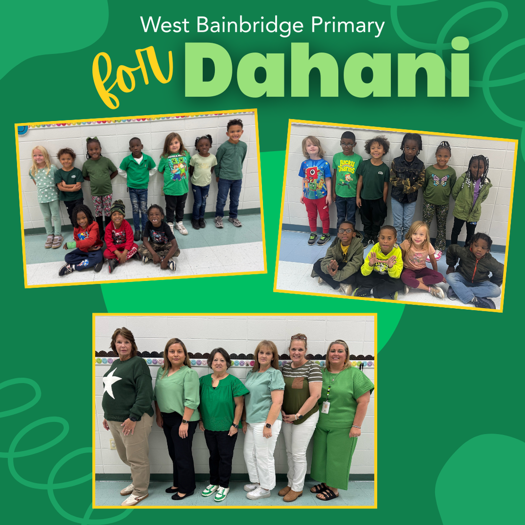 photo collage of students wearing green