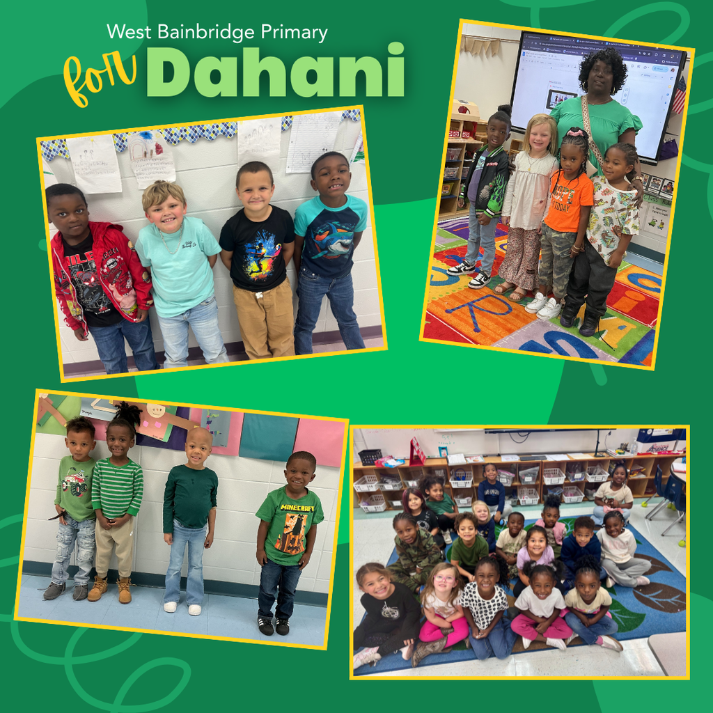 photo collage of students wearing green