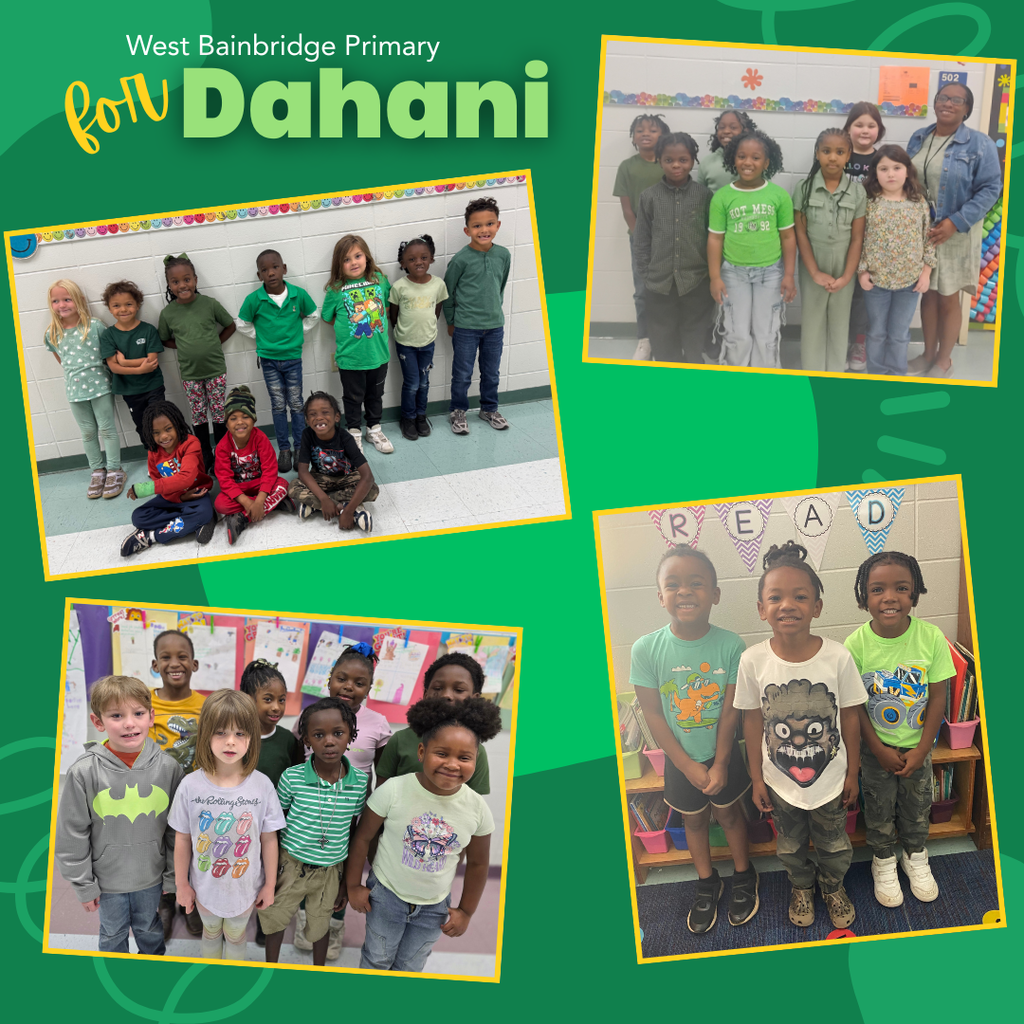 photo collage of students wearing green