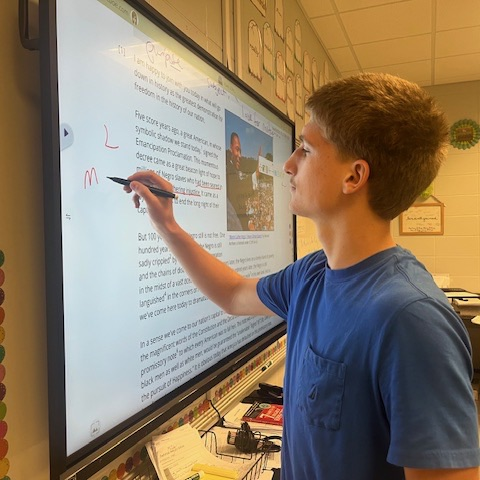 Mrs. Miller's Lit/Comp 1 students identified, analyzed and explained the use of rhetorical appeals and the elements of the rhetorical situation in King's "I Have a Dream" speech.