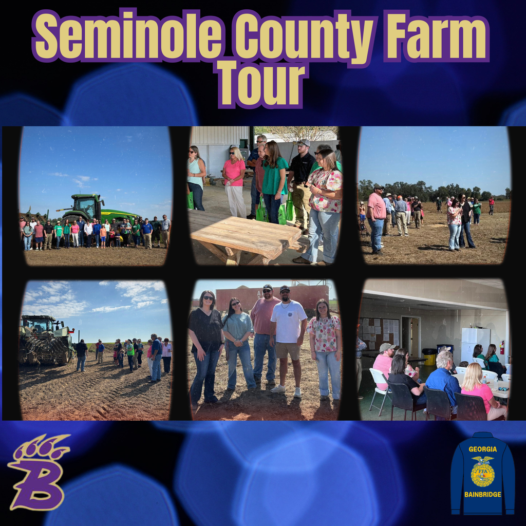 BMS and BHS Ag teacher, Ward Cole and Victoria Harrell and student teacher Lindsey Jones attended the Seminole County Farm Tour to learn about peanut harvest and production in Southwest Georgia.