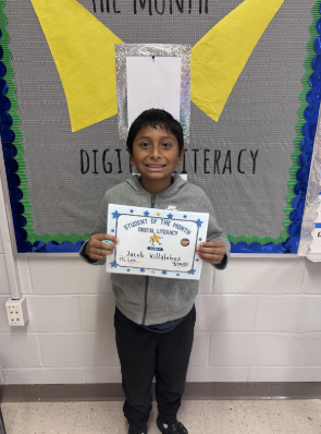 This image contains a picture a student holding a certificate.