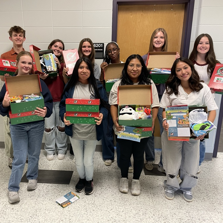 Anchor Club members packed thirteen shoeboxes today for Operation Christmas Child.  