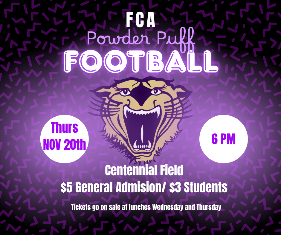 FCA Powder Puff Football November 20th at 6 pm