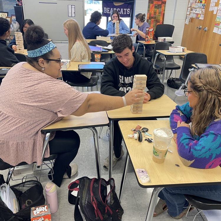 AP Lit students played review Jenga to prepare for an in-class essay over Fences.