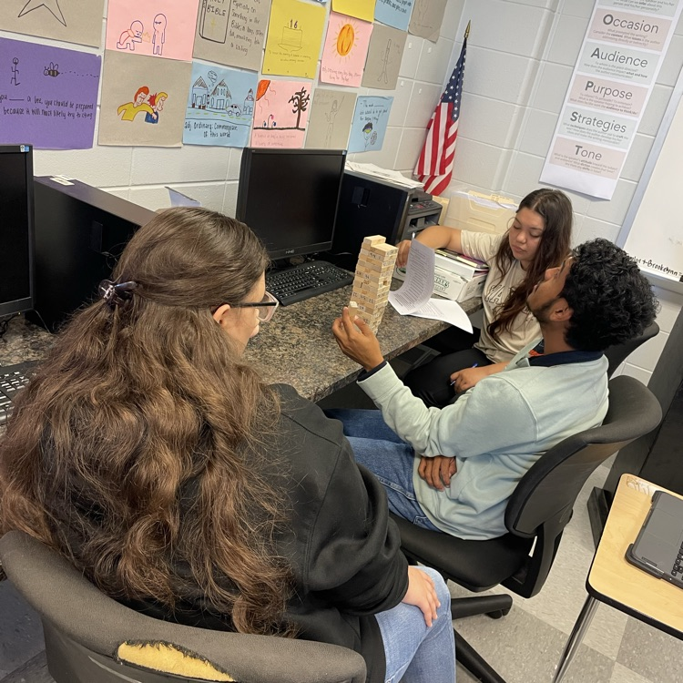 AP Lit students played review Jenga to prepare for an in-class essay over Fences.