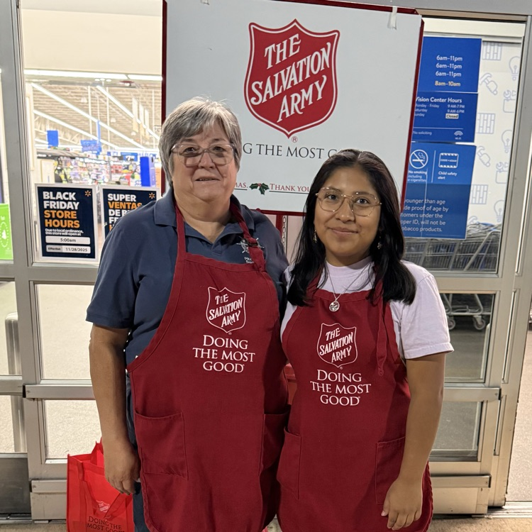 Angelica DeJesus (Anchor) and Missy Belcher (Pilot) rang the Salvation Army Bell today.