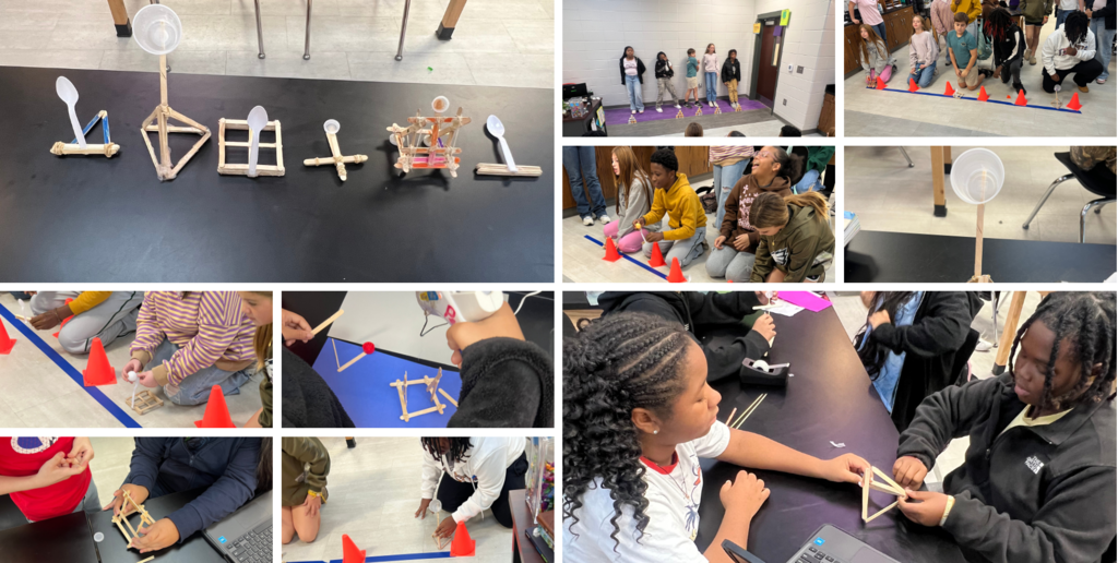 Mr. Perry's students building catapults and analyzing the data. 