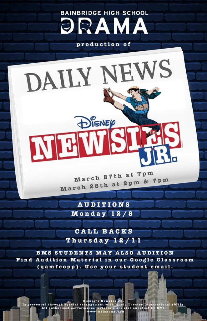 a promotional poster advertising auditions for Newsies Jr