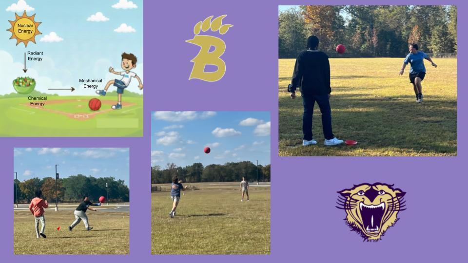 BMS students played kickball to demonstrate science concepts. 