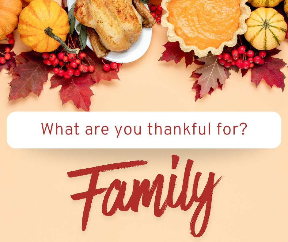 This image contains what students are most thankful for... Family