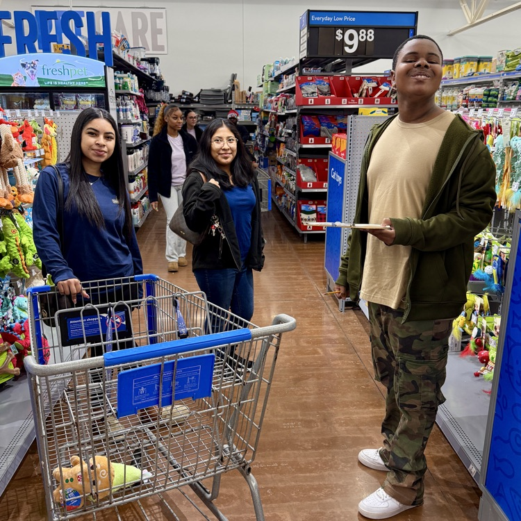The BHS adaptive classes under direction from Mrs. Mel Siebels and Anchor Club members shopped for donations and baked treats for the Humane Society as part of their first semester community service project. 