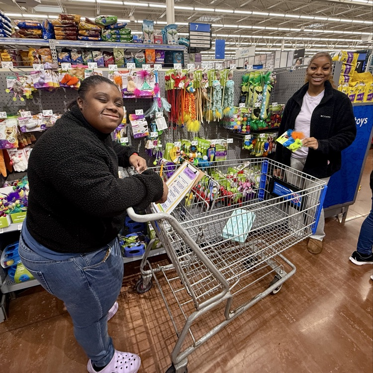The BHS adaptive classes under direction from Mrs. Mel Siebels and Anchor Club members shopped for donations and baked treats for the Humane Society as part of their first semester community service project. 