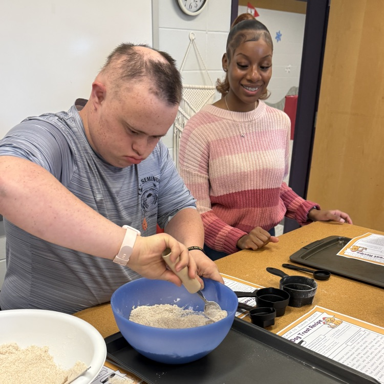 The BHS adaptive classes under direction from Mrs. Mel Siebels and Anchor Club members shopped for donations and baked treats for the Humane Society as part of their first semester community service project. 