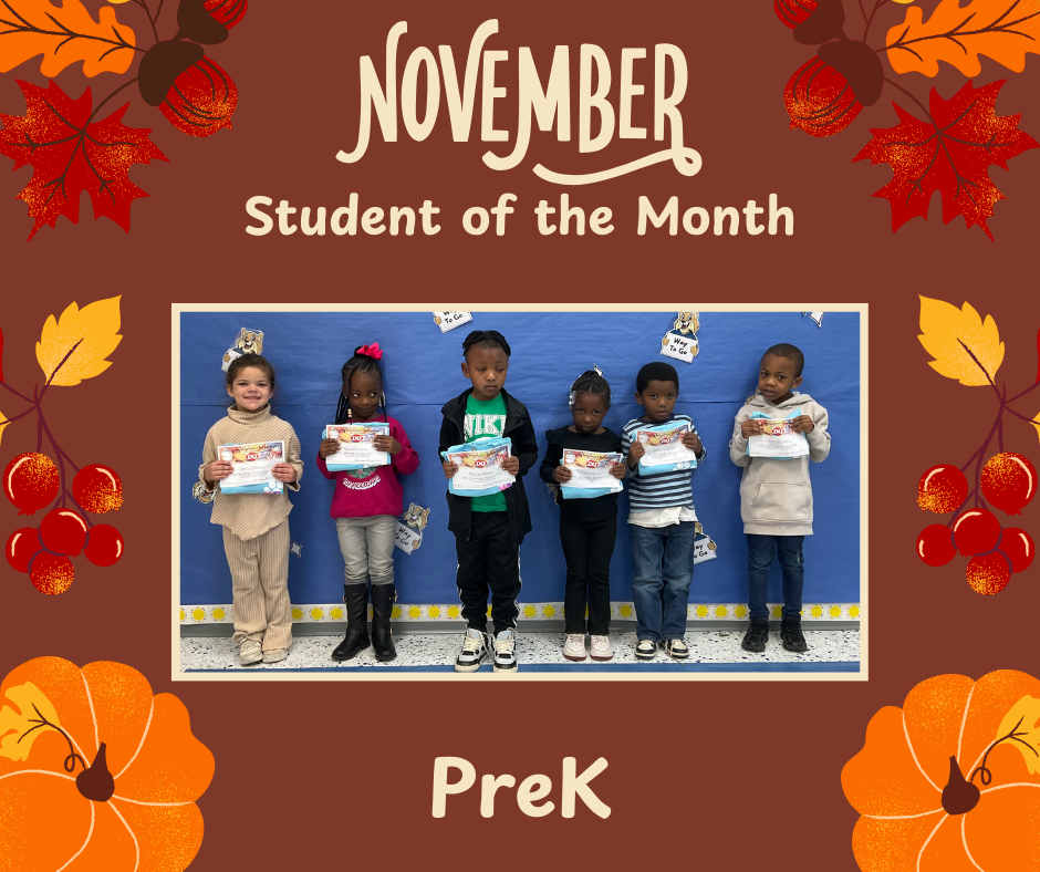 Picture of PreK students for the month of November