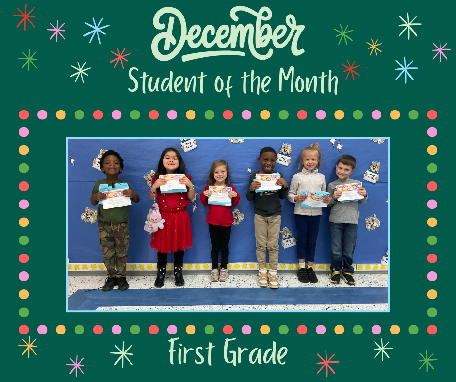 Picture of first grade students for the month of December