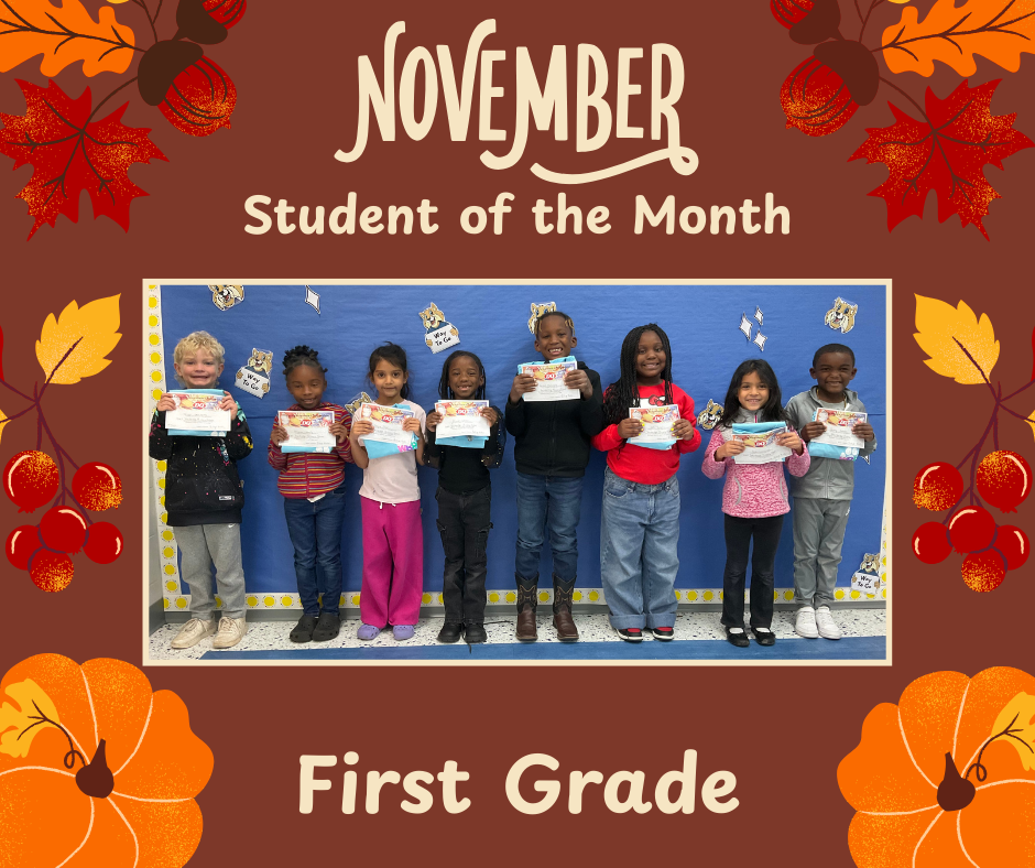 Picture of first grade students for the month of November