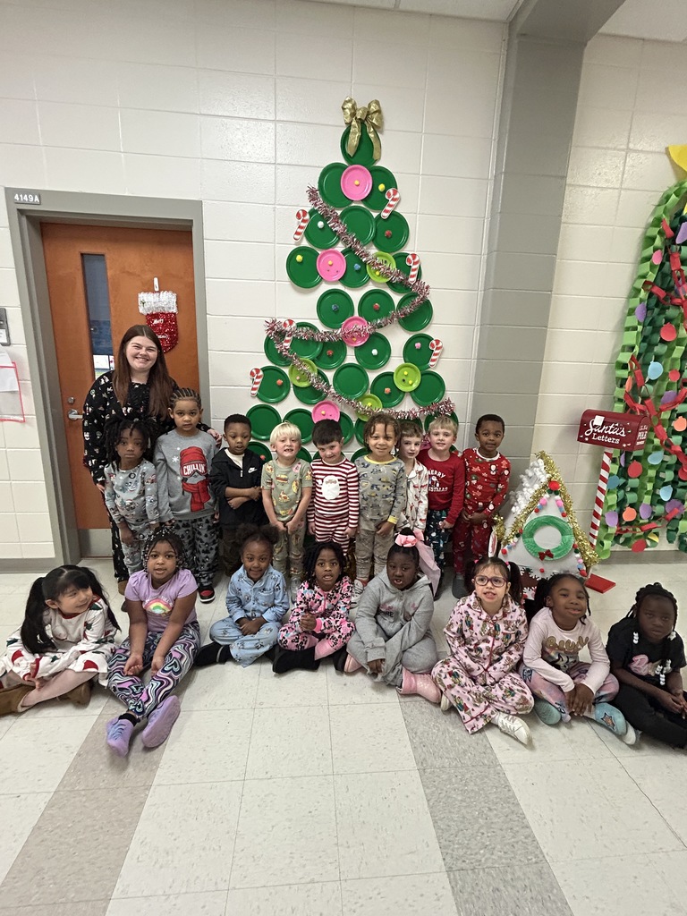 Mrs . Giddens and Ms Kaitlyn's class enjoyed wearing their pajamas and watching The Polar Express!