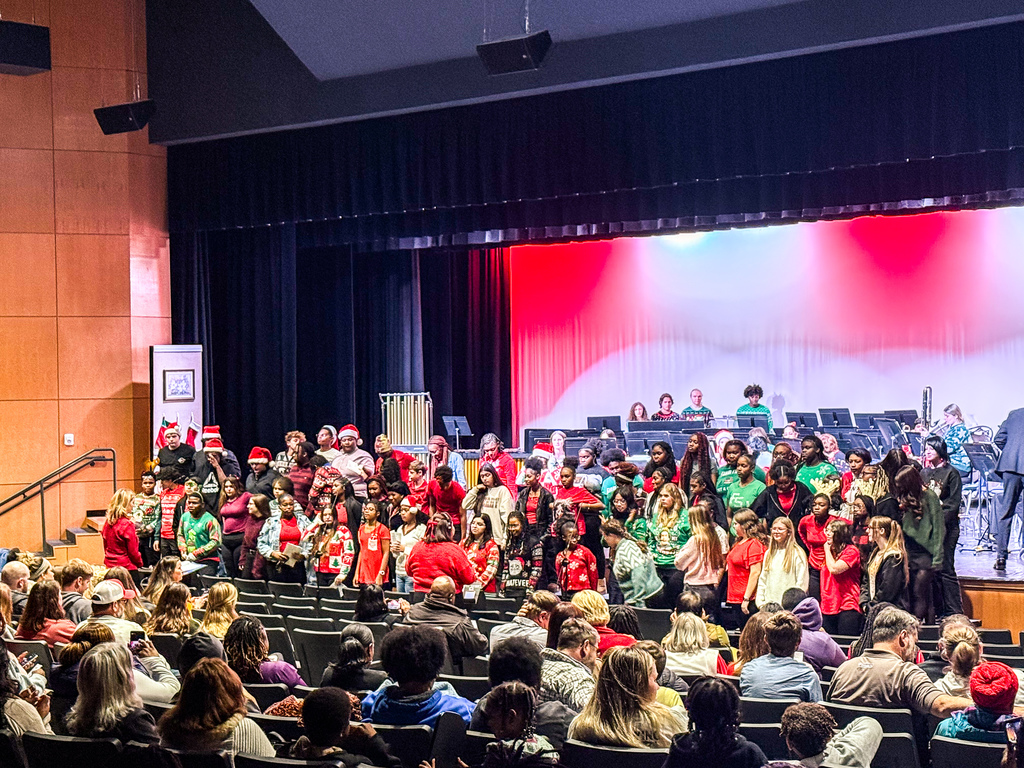 Chorus & Musical Theatre students getting ready to perform their final piece; O Come All Ye Faithful