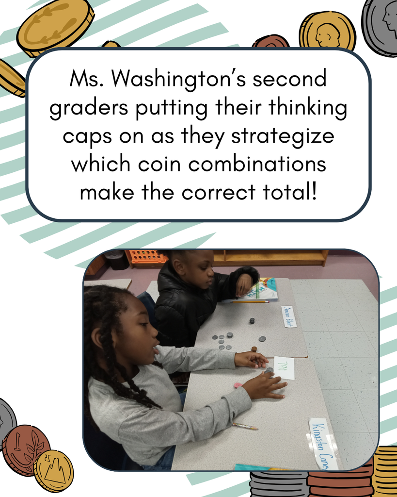 Picture of second graders counting coins