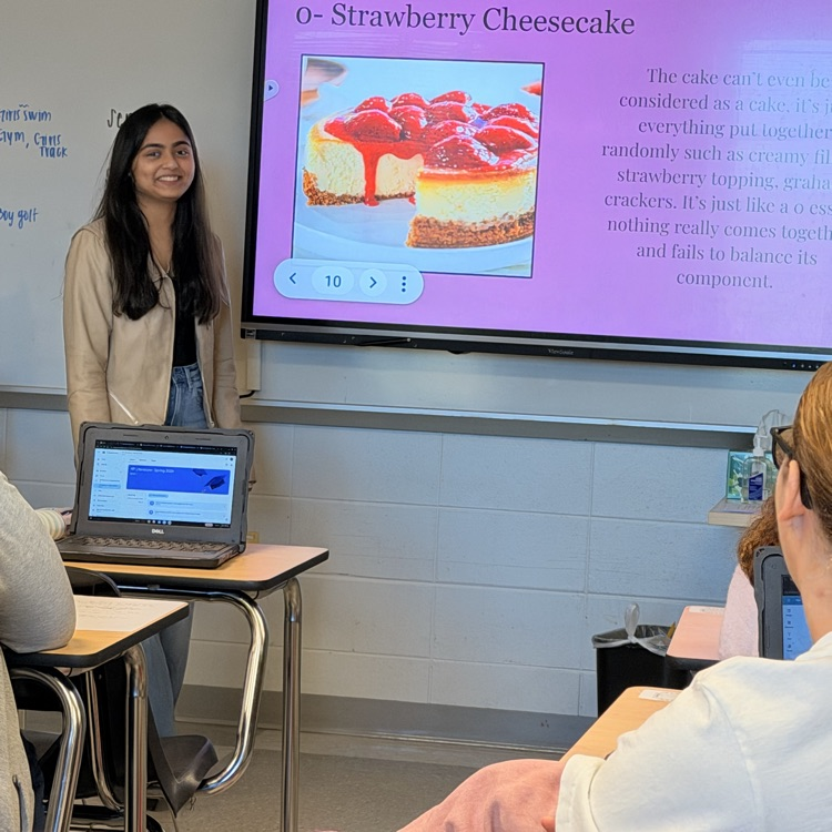 AP Lit students present rubric projects where they correlate the AP rubric to a theme of their choice. 