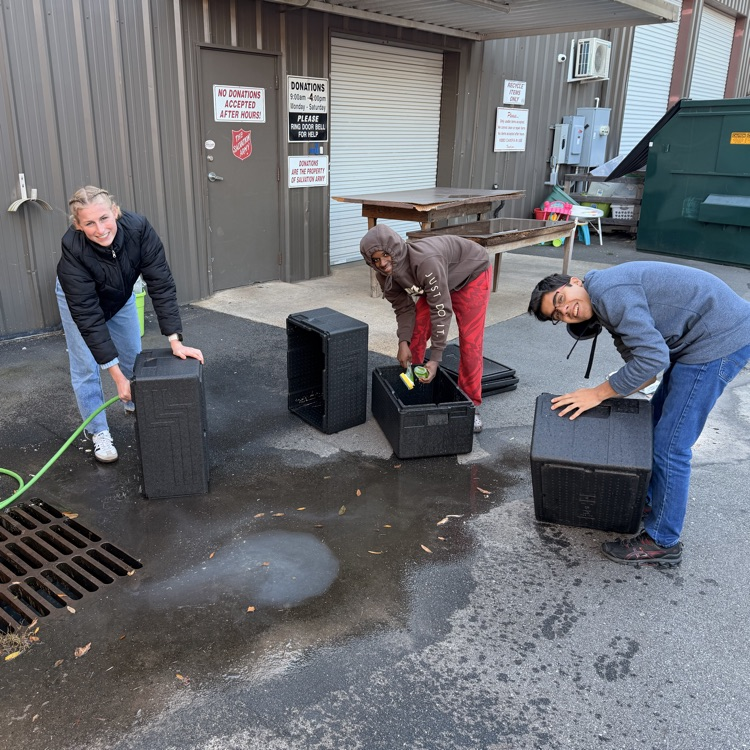Anchor Club and Key Club members helped the Salvation Army distribute almost 600 meals as part of Supper on Scott tonight.