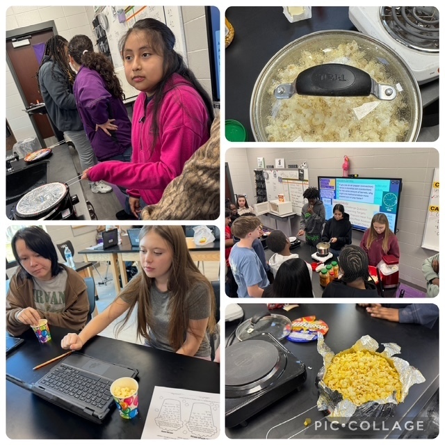 8th graders collaborating on their heat and energy STEM project 