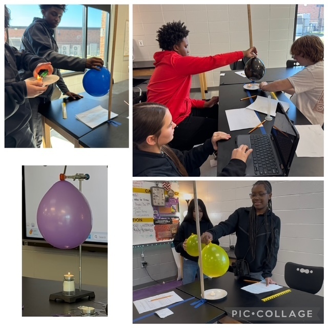 8th graders collaborating on their heat and energy STEM project 