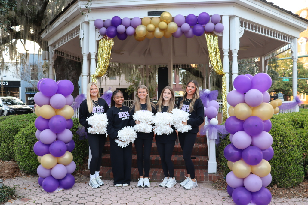 BHS cheerleaders pose at the gazebo during the Coach DuBose Meet and Greet