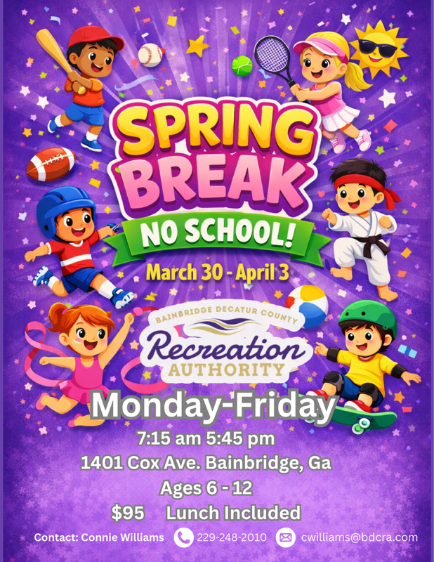 Flier for spring break camp