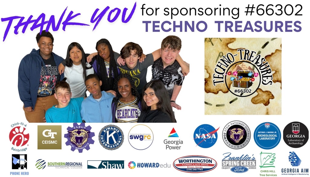 Image of the BMS Robotics team and all of their sponsors. 