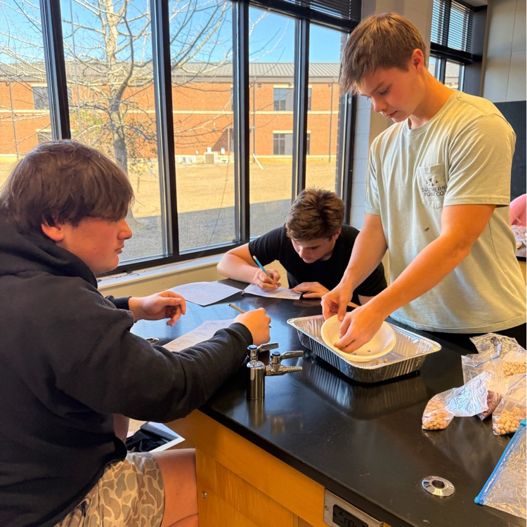 Students completed a natural selection lab in which they observed how microbe populations (modeled with beans) changed over multiple generations based on favorable traits, similar to real-life populations.