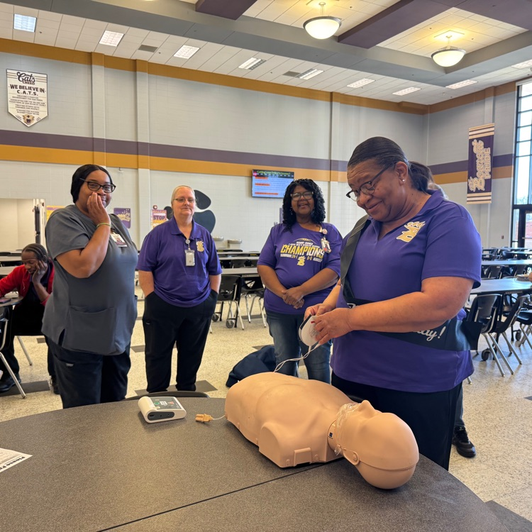 Nurse Amanda Henderson taught our lunchroom staff COR. They are now all CPR certified helping to make sure all of our students are taken care of.