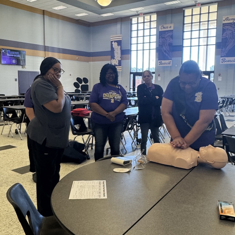 Nurse Amanda Henderson taught our lunchroom staff COR. They are now all CPR certified helping to make sure all of our students are taken care of.