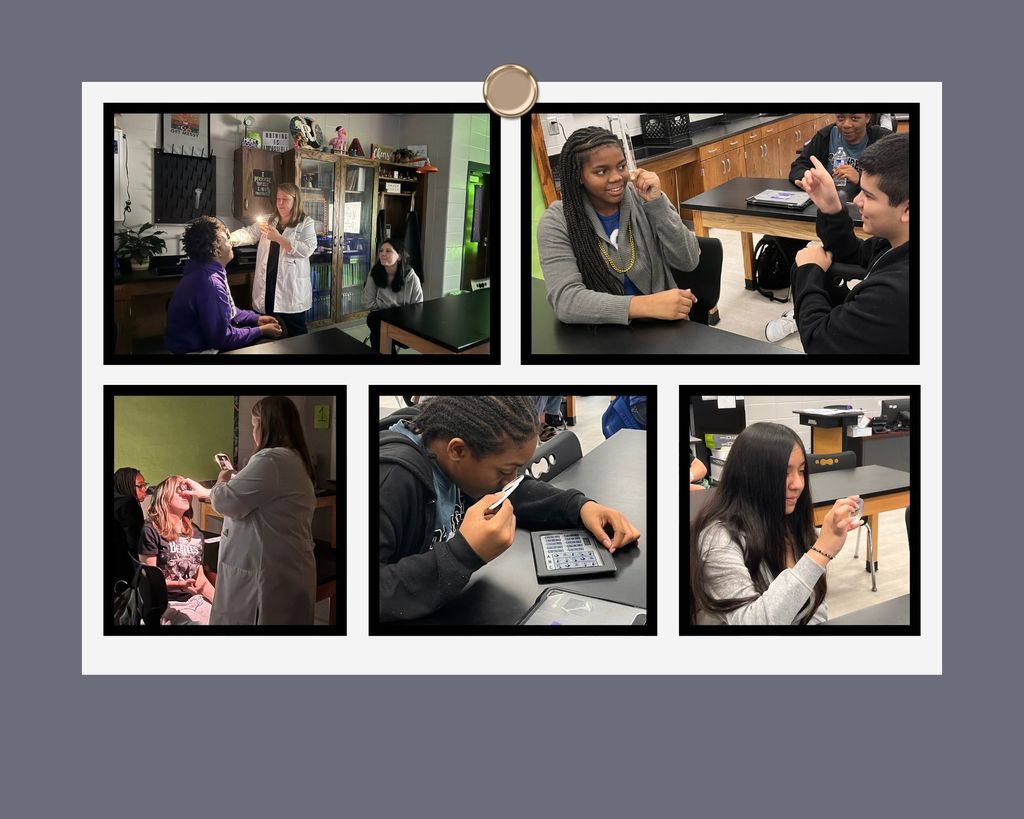 Mrs. Lisa Martin Ophthalmologist work with 8th grade science classes on understanding the make up of the eye and lenses. 