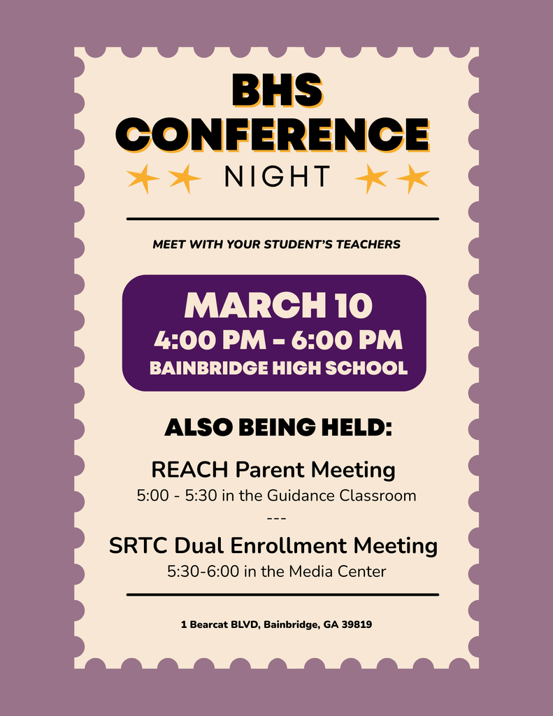 BHS Conference Night March 10 4-6 PM