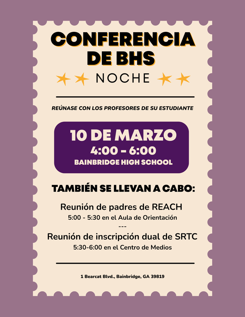 BHS flyer about conference night