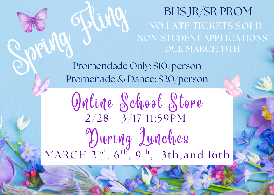 BHS Prom - Spring Fling March 21, 2026 Ticket Information