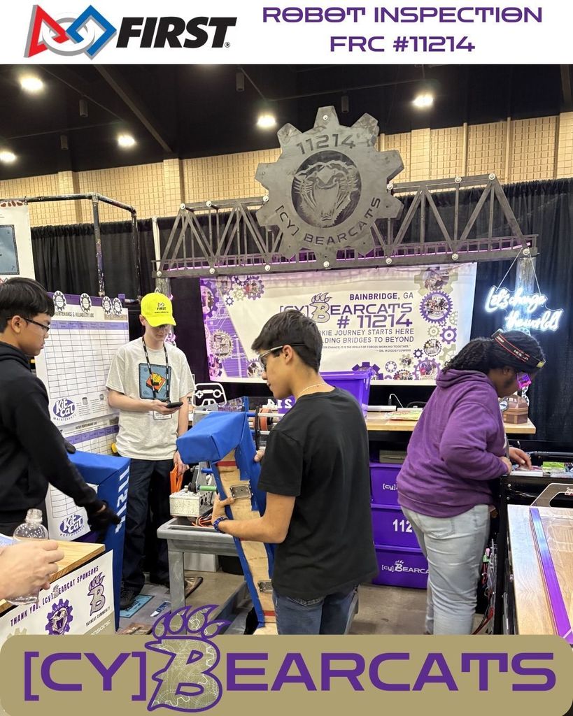 Bainbridge cyBearcats work during their first Robot Inspection as they prepare to take the field